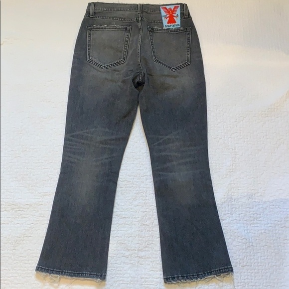 Post LA Adaptation Crop Kick Flare Distressed Black Jeans - Picture 6 of 16